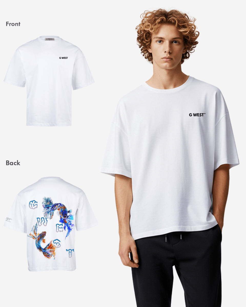 G West Mens Oversized Fish Lifestyle T Shirt G West