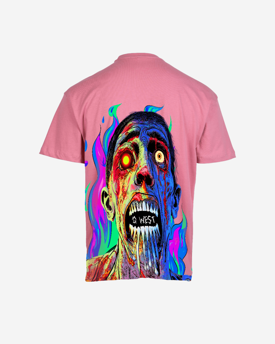 G West Mens Oversized Flaming Zombie Tee G West