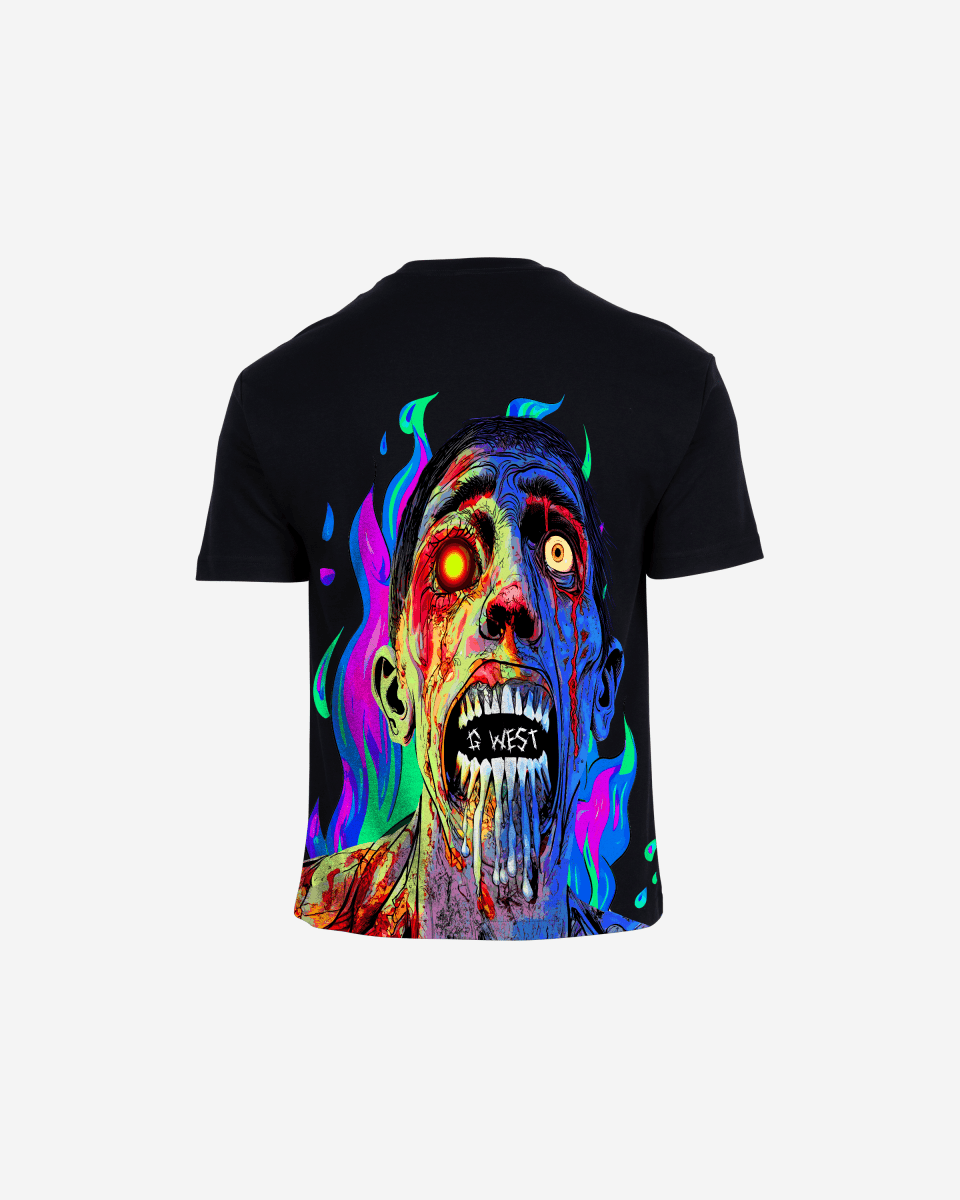 G West Mens Oversized Flaming Zombie Tee G West
