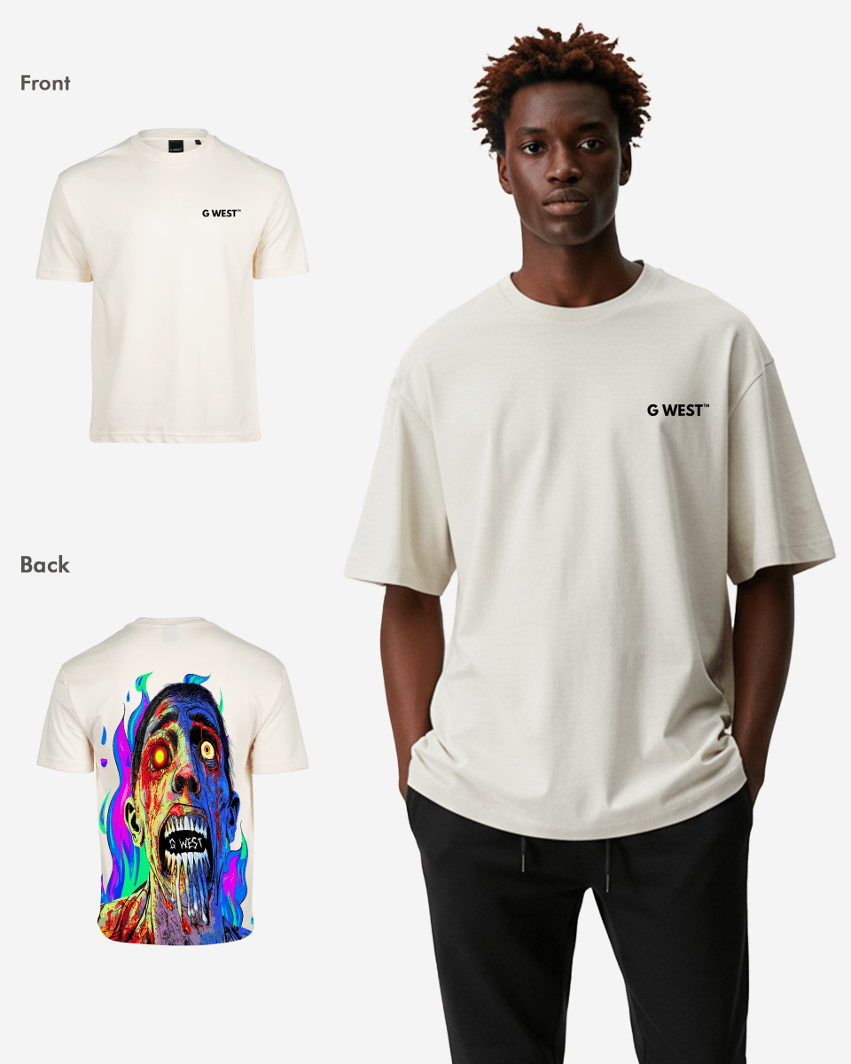 G West Mens Oversized Flaming Zombie Tee G West