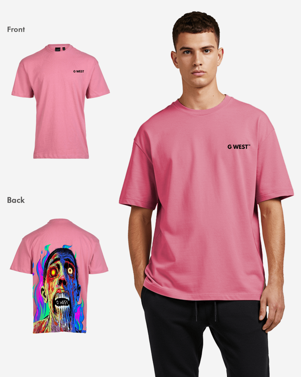 G West Mens Oversized Flaming Zombie Tee G West