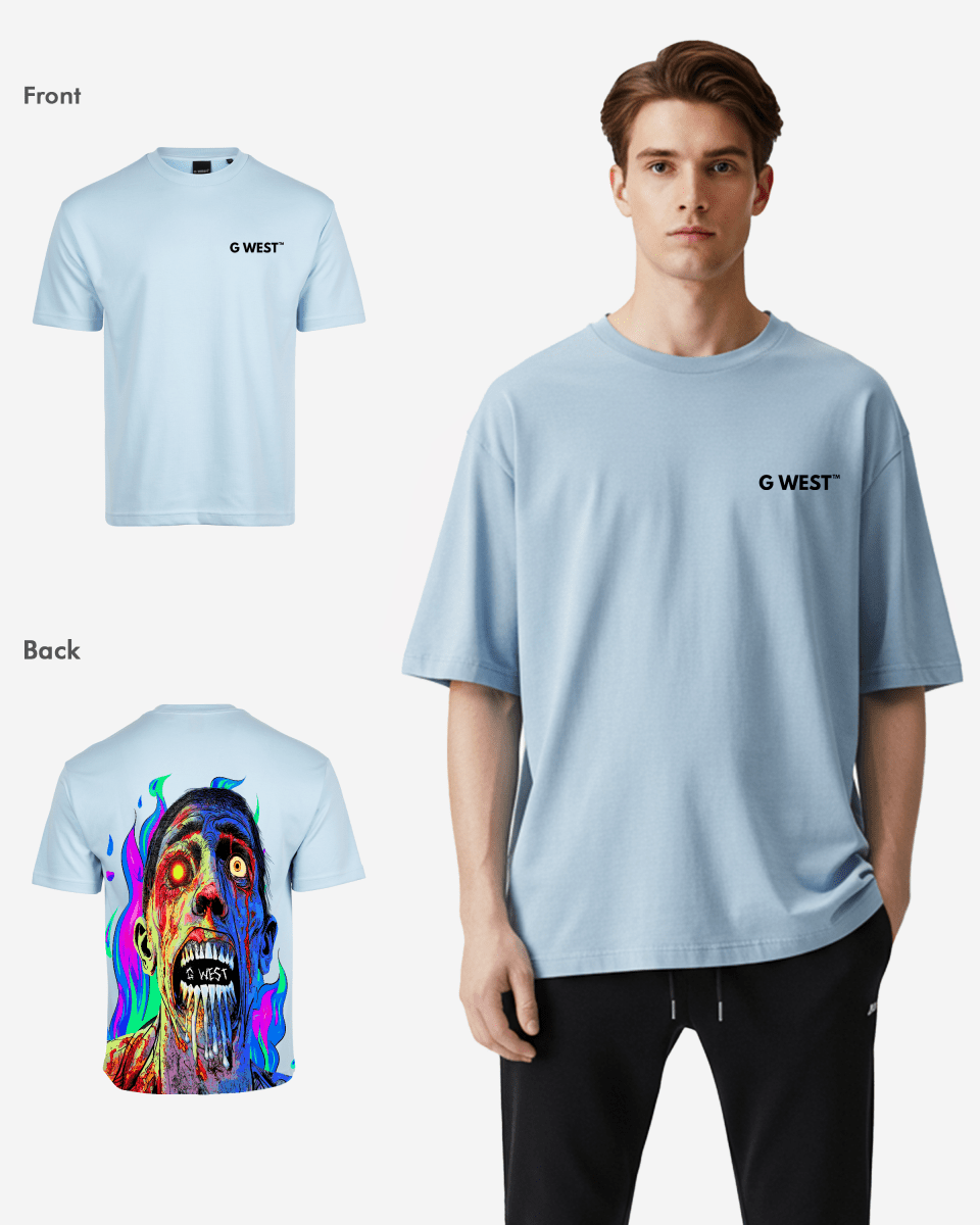 G West Mens Oversized Flaming Zombie Tee G West