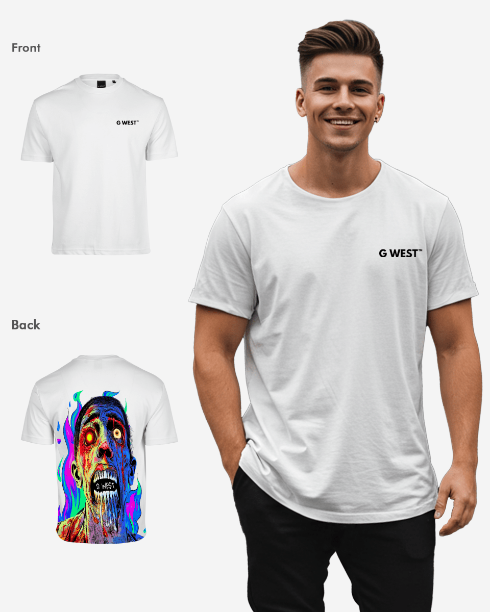 G West Mens Oversized Flaming Zombie Tee G West