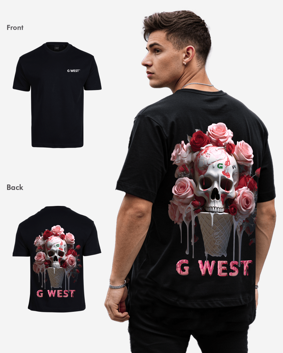 G West Mens Oversized Ice Cream Skull Tee G West