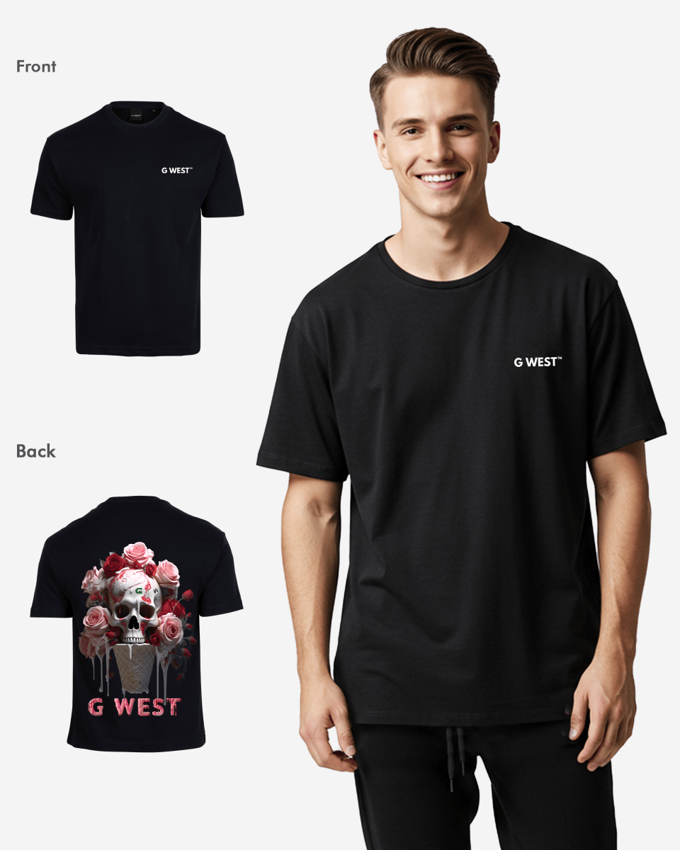 G West Mens Oversized Ice Cream Skull Tee G West
