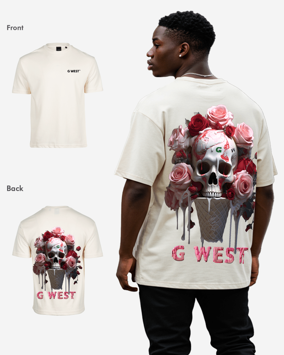 G West Mens Oversized Ice Cream Skull Tee G West