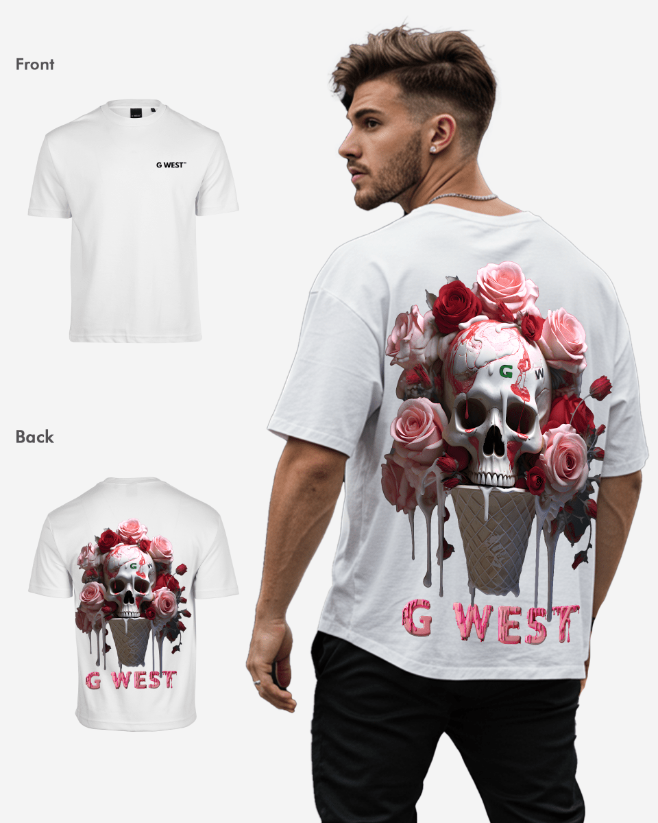 G West Mens Oversized Ice Cream Skull Tee G West