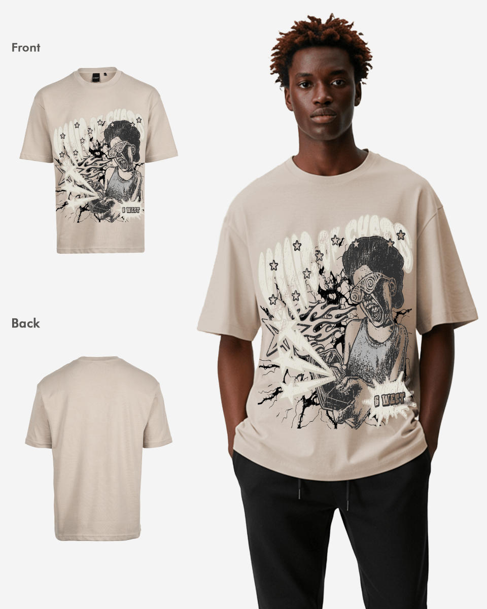 G West Mens Oversized King Of Chaos T Shirt G West