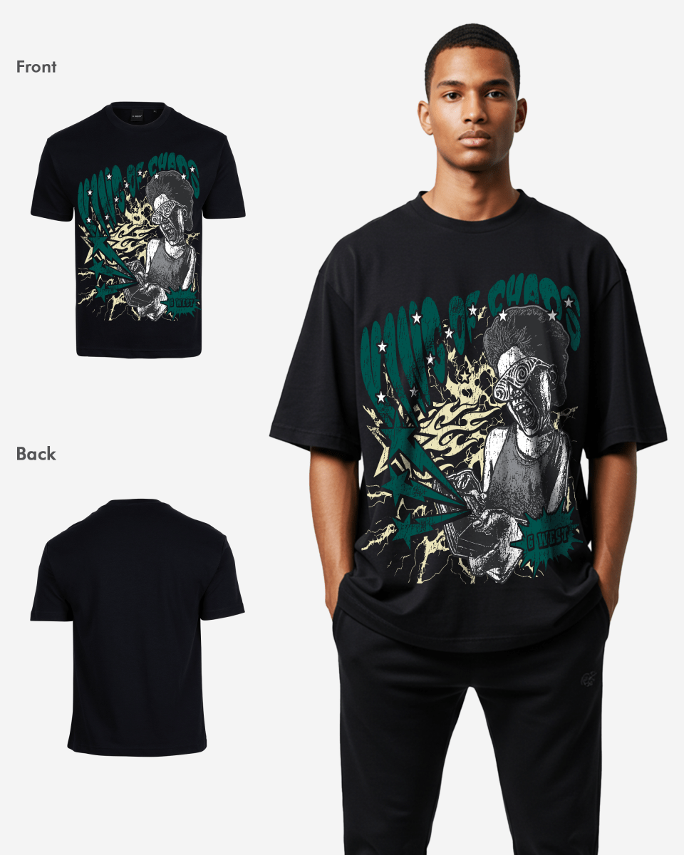G West Mens Oversized King Of Chaos T Shirt G West