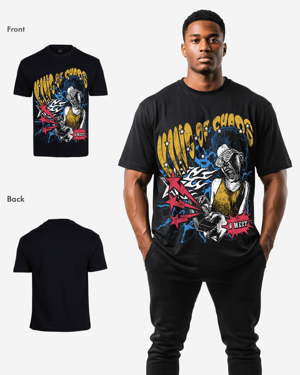G West Mens Oversized King Of Chaos T Shirt G West