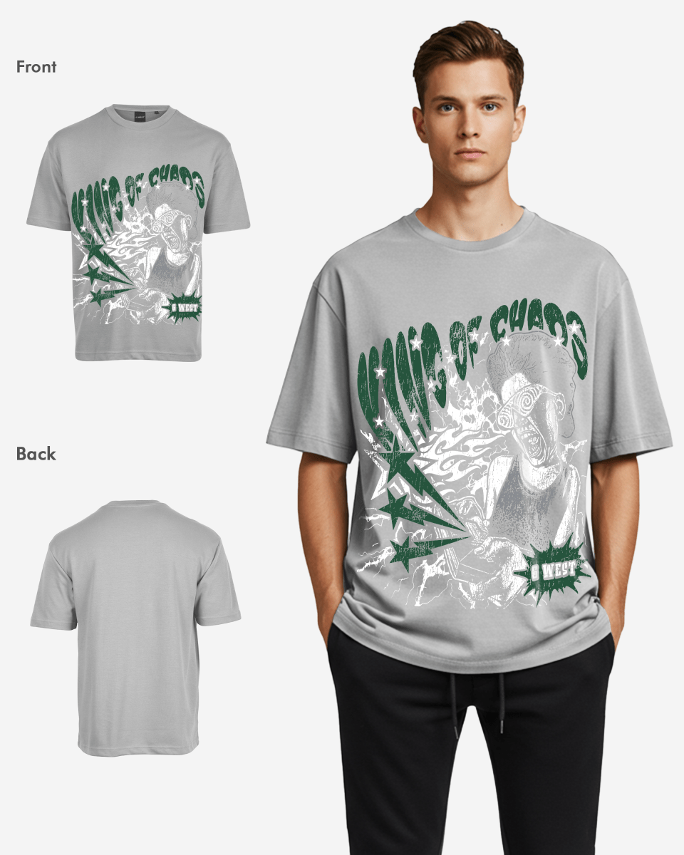 G West Mens Oversized King Of Chaos T Shirt G West