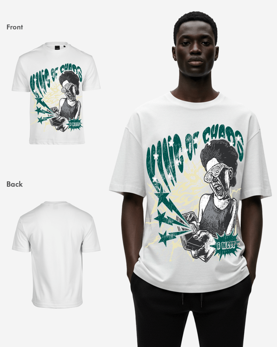 G West Mens Oversized King Of Chaos T Shirt G West
