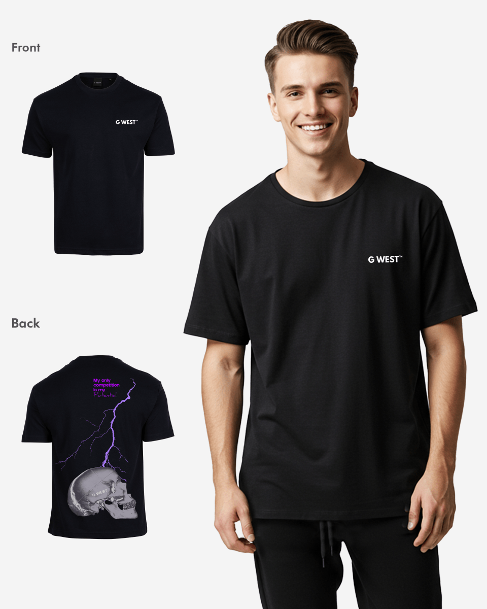 G West Oversized Lighting Skull T-Shirt Mens G West