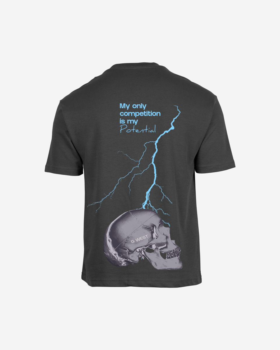G West Oversized Lighting Skull T-Shirt Mens G West