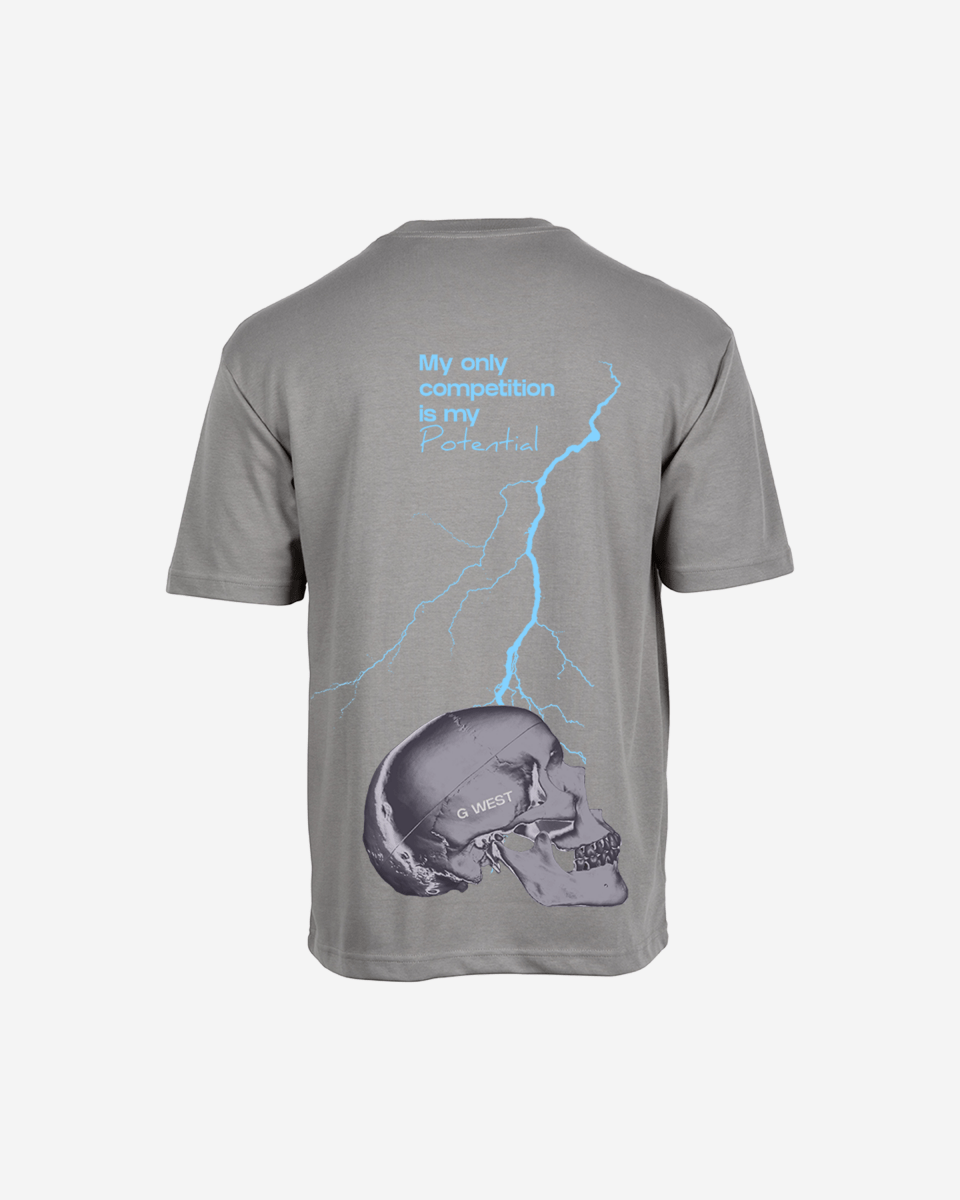 G West Oversized Lighting Skull T-Shirt Mens G West