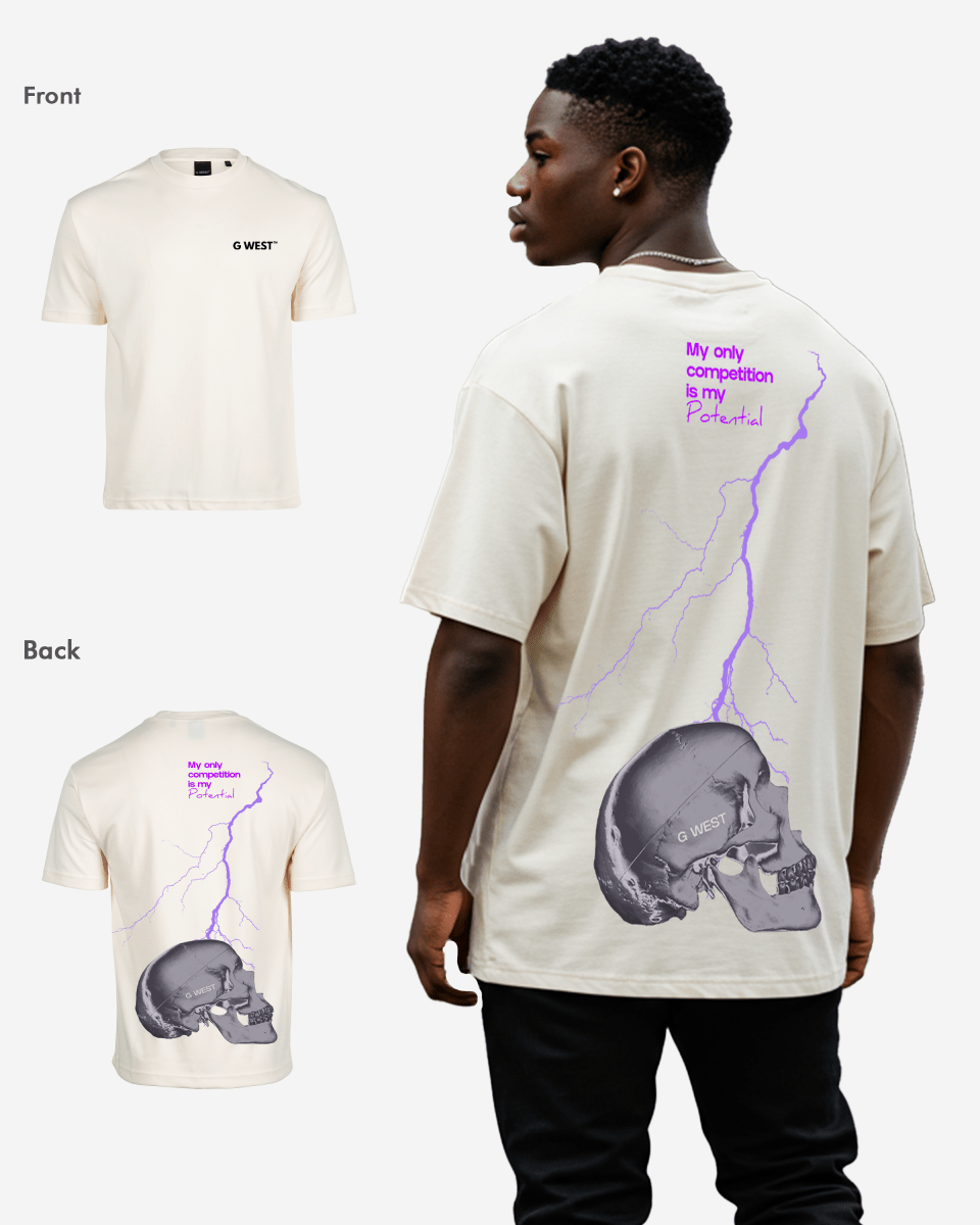 G West Oversized Lighting Skull T-Shirt Mens G West