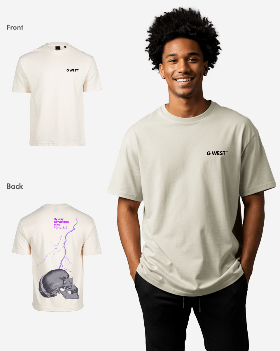 G West Oversized Lighting Skull T-Shirt Mens G West