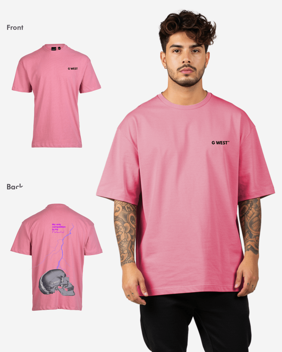 G West Oversized Lighting Skull T-Shirt Mens G West
