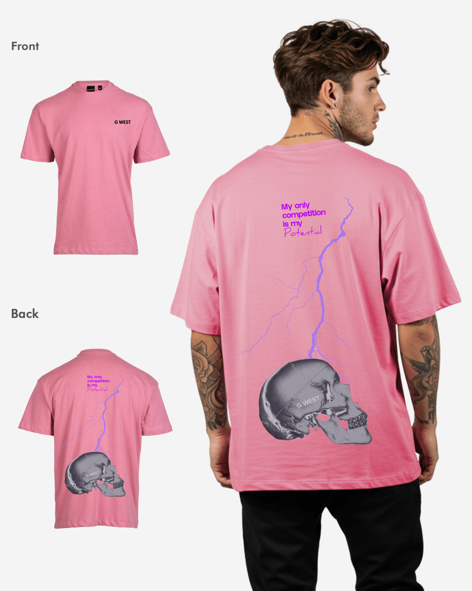G West Oversized Lighting Skull T-Shirt Mens G West