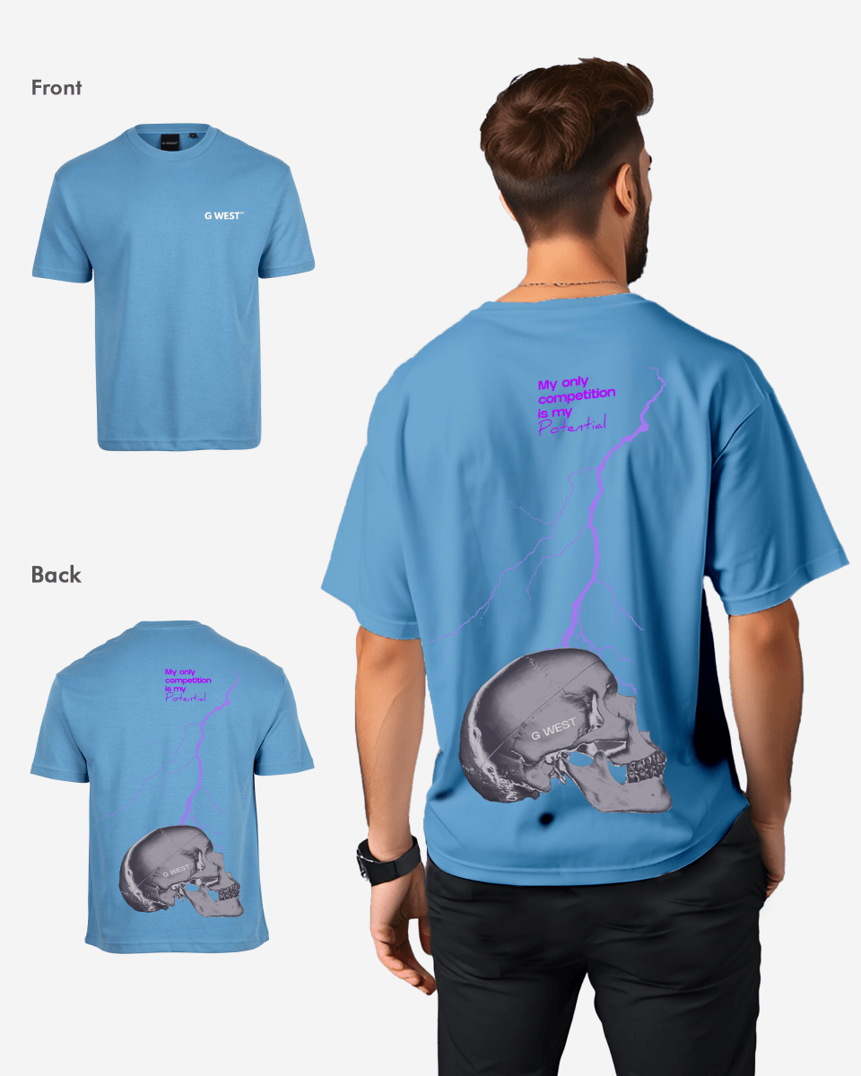 G West Oversized Lighting Skull T-Shirt Mens G West