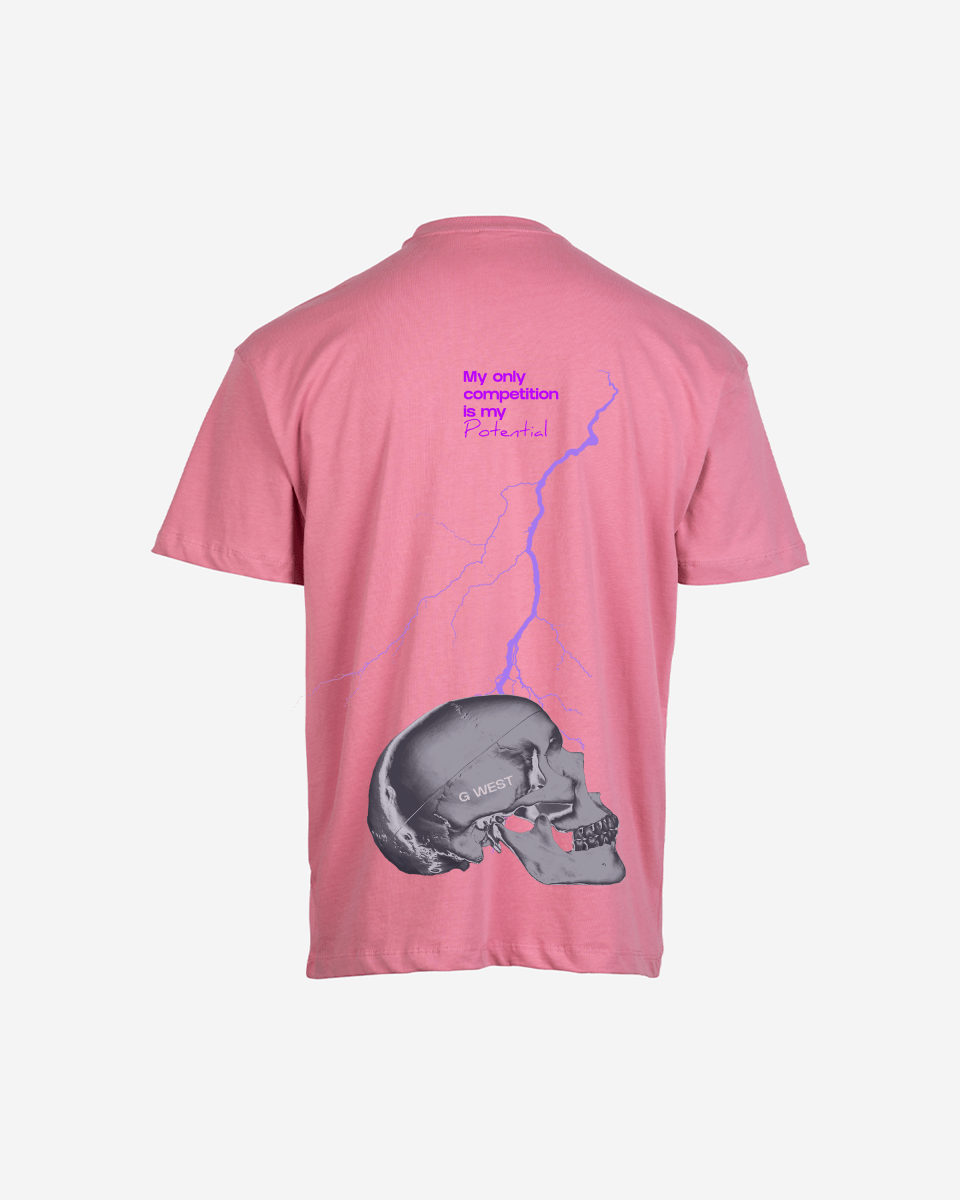 G West Oversized Lighting Skull T-Shirt Mens G West