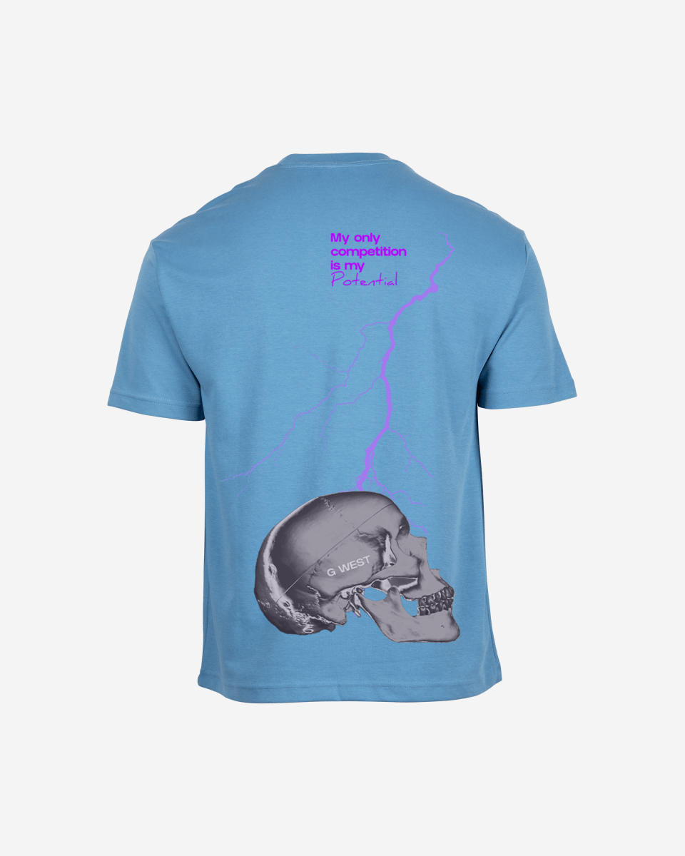 G West Oversized Lighting Skull T-Shirt Mens G West