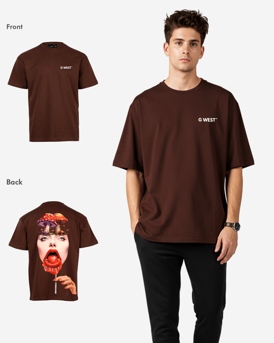 G West Mens Oversized Lollipop Mushroom Oversized Tee G West