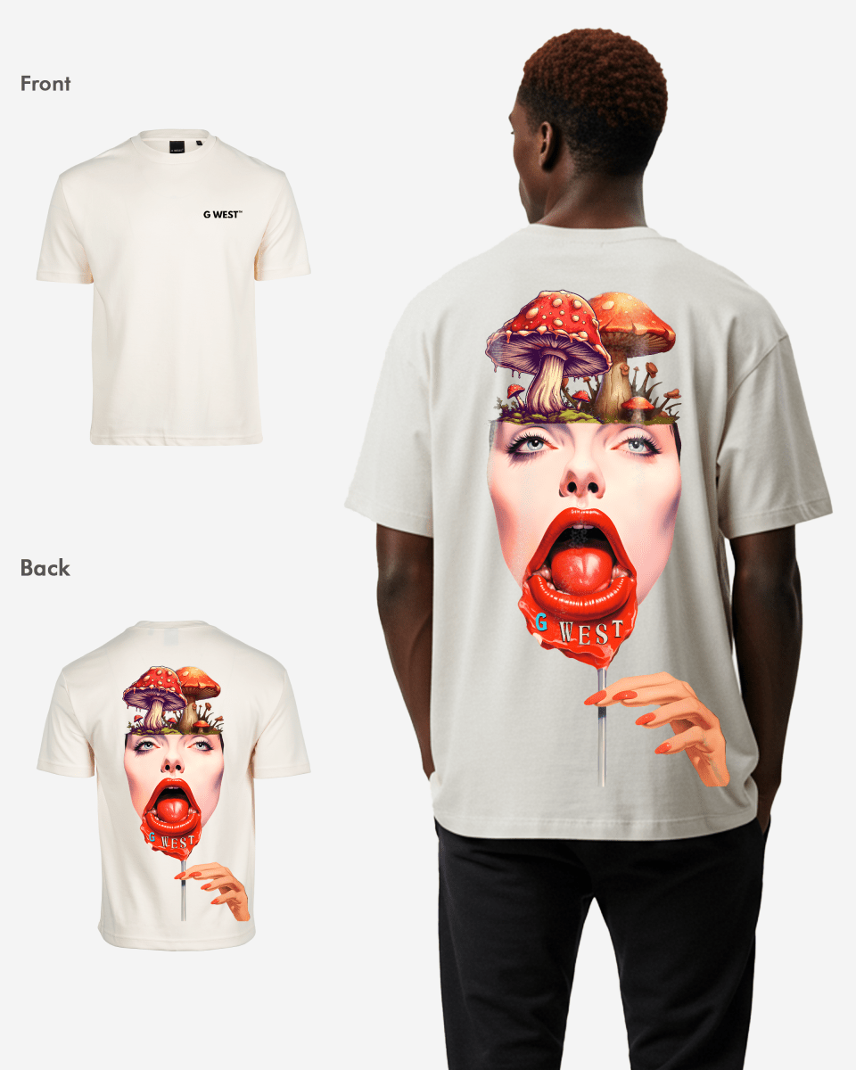 G West Mens Oversized Lollipop Mushroom Oversized Tee G West