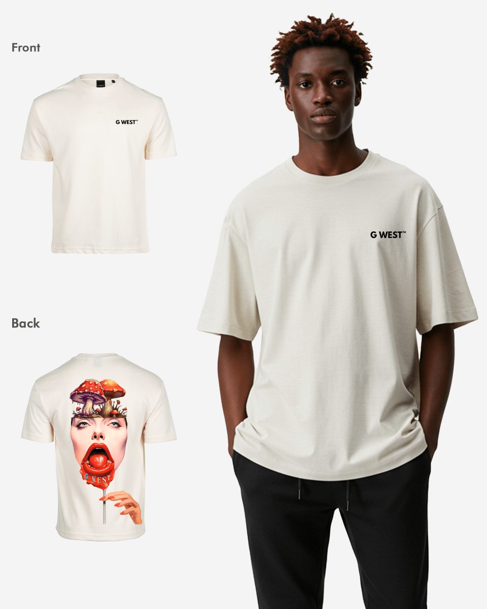 G West Mens Oversized Lollipop Mushroom Oversized Tee G West