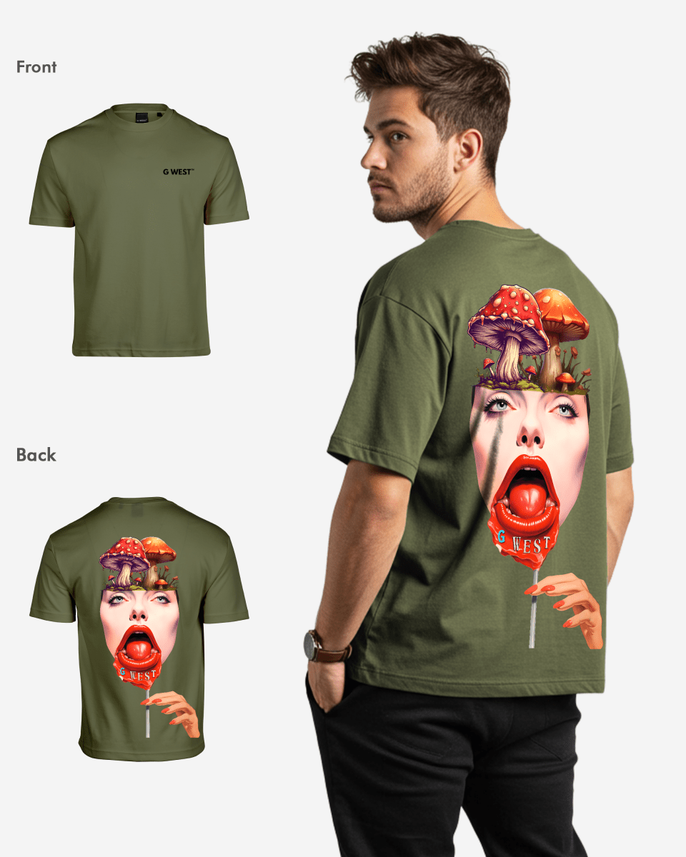 G West Mens Oversized Lollipop Mushroom Oversized Tee G West