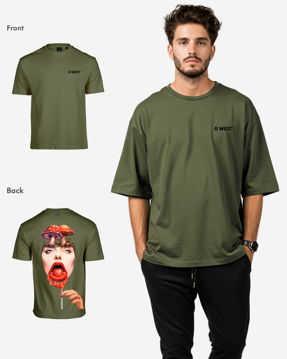 G West Mens Oversized Lollipop Mushroom Oversized Tee G West