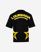 G West Mens Oversized Louisiana Arch Logo Black Tee G West