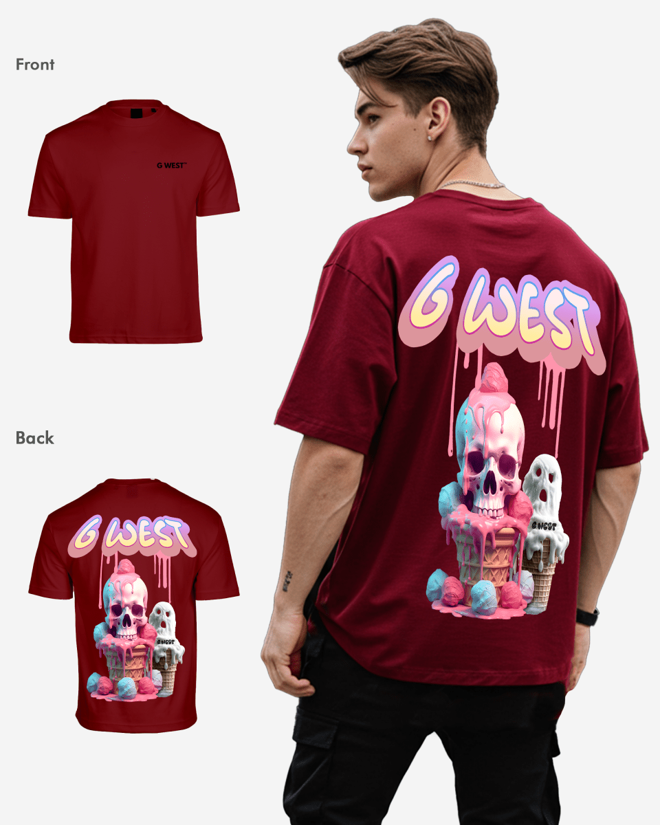 G West Mens Oversized Melting Ice Cream Tee G West