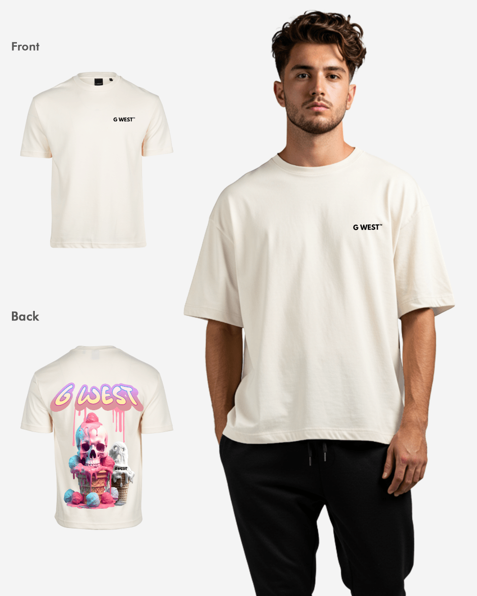 G West Mens Oversized Melting Ice Cream Tee G West
