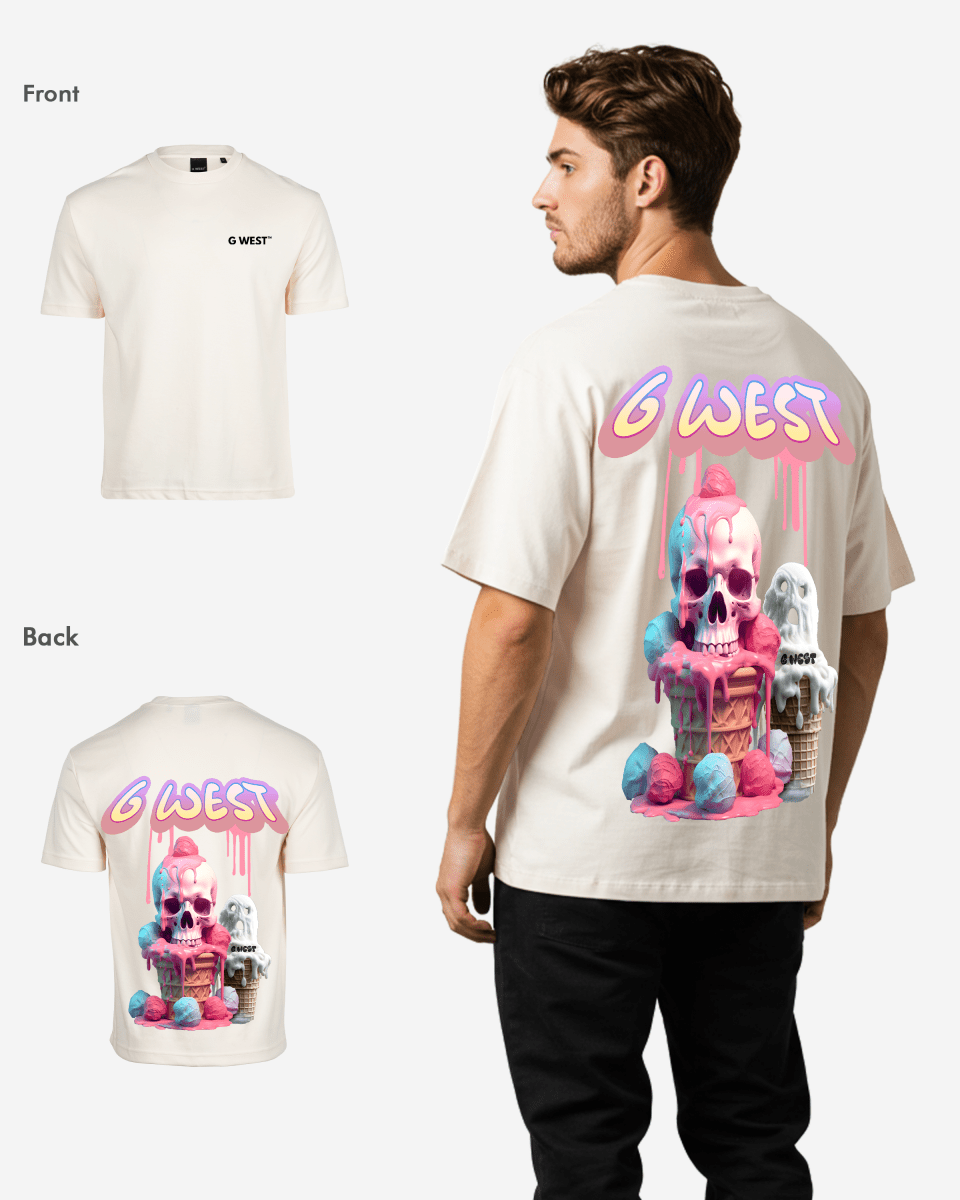 G West Mens Oversized Melting Ice Cream Tee G West