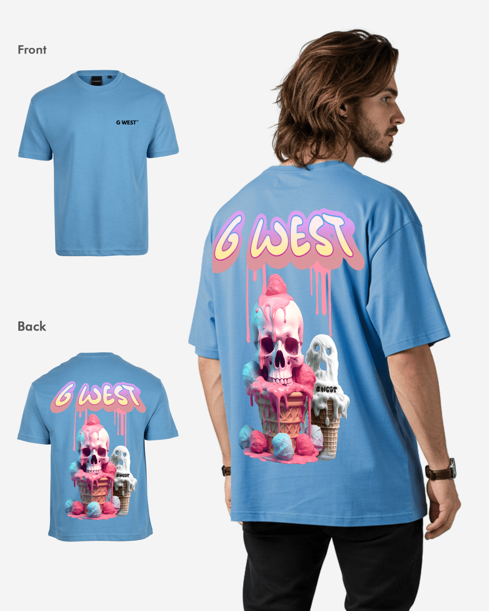 G West Mens Oversized Melting Ice Cream Tee G West