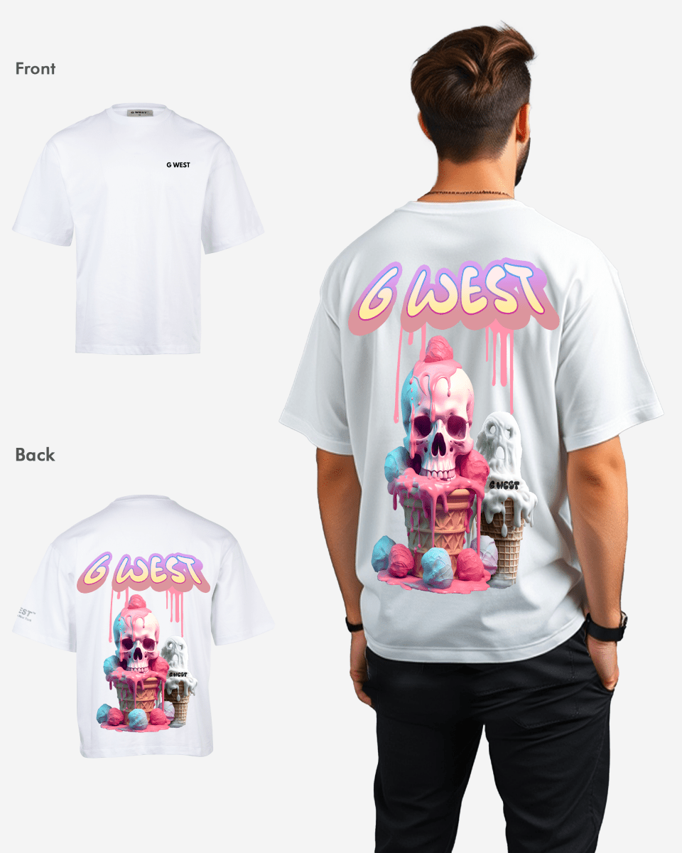 G West Mens Oversized Melting Ice Cream Tee G West