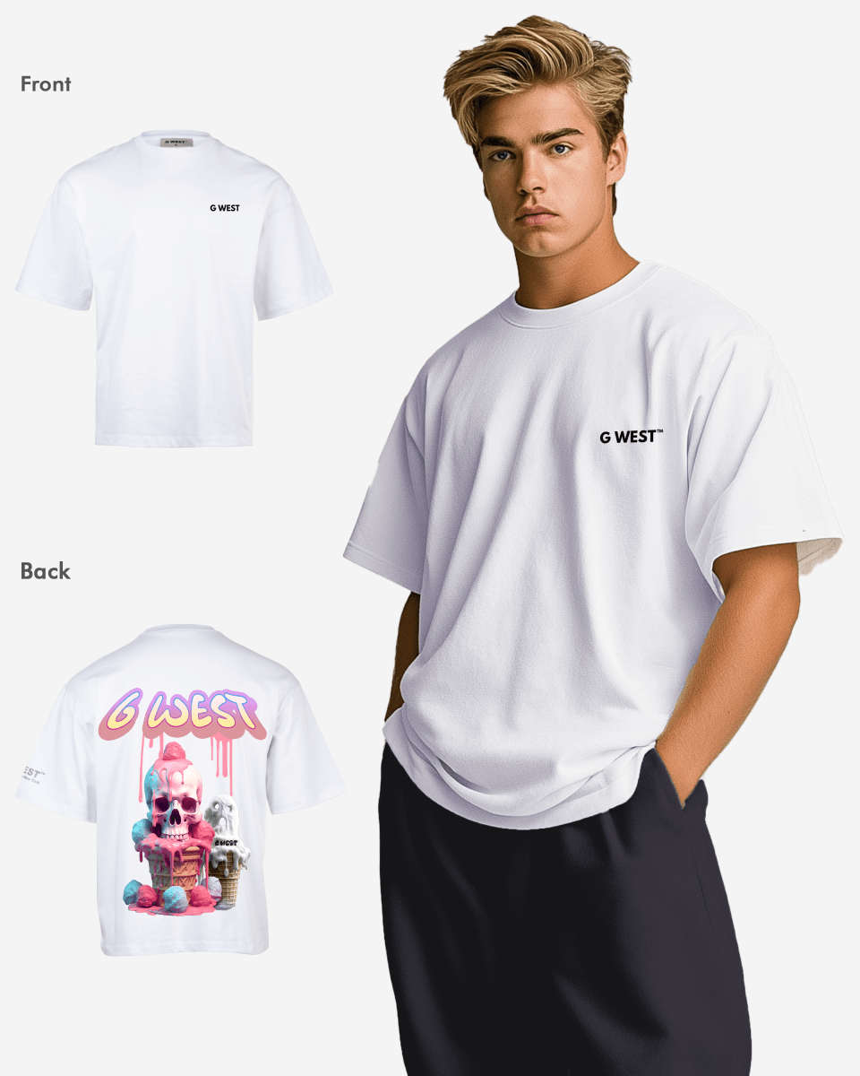 G West Mens Oversized Melting Ice Cream Tee G West