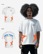 G West Mens Oversized New York Arch Logo With Star Tee G West