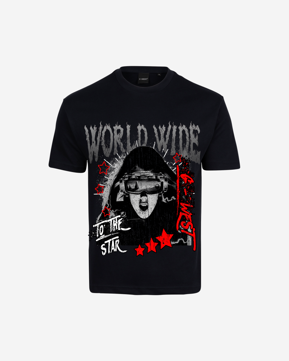 G West Mens Oversized Old World Wide Star T Shirt G West