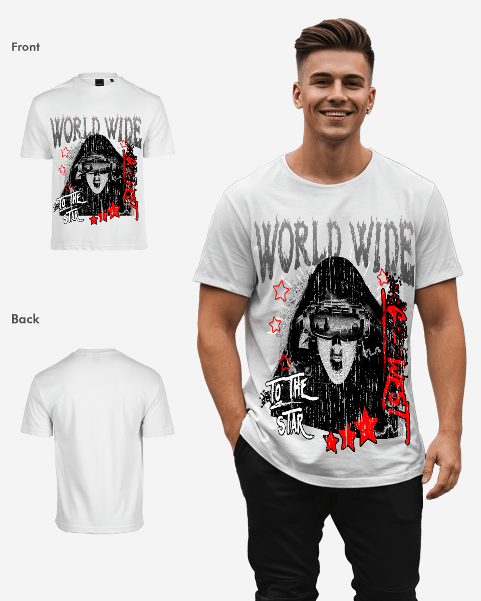 G West Mens Oversized Old World Wide Star T Shirt G West