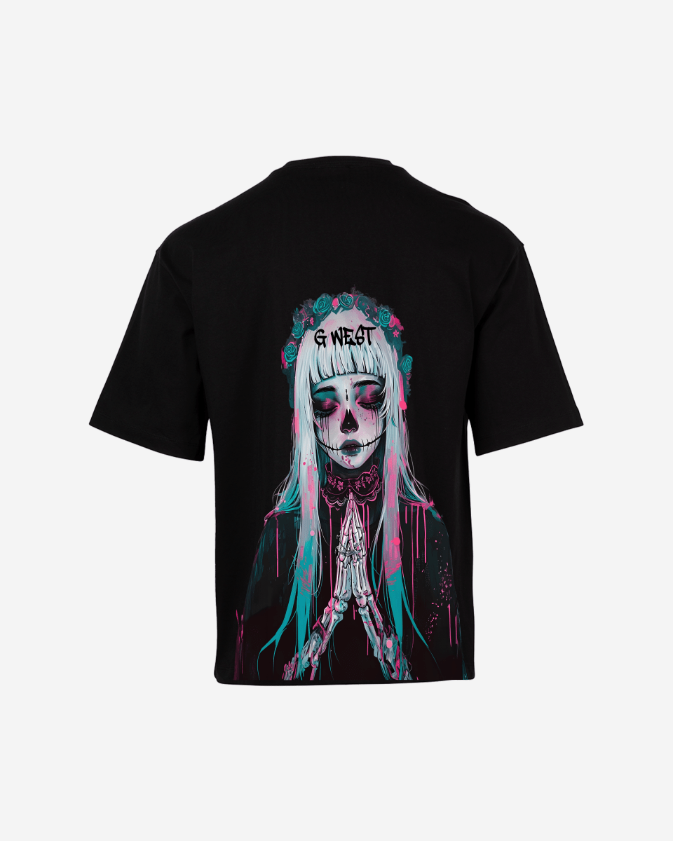 G West Mens Oversized Praying Girl T Shirt G West
