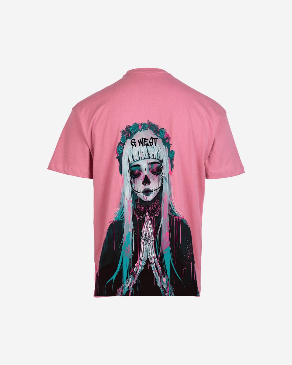 G West Mens Oversized Praying Girl T Shirt G West