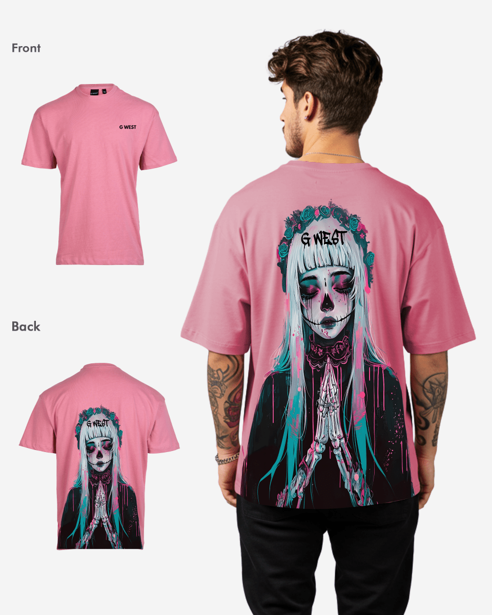 G West Mens Oversized Praying Girl T Shirt G West