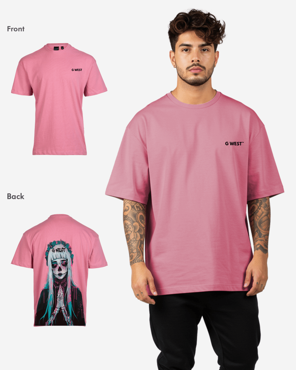 G West Mens Oversized Praying Girl T Shirt G West