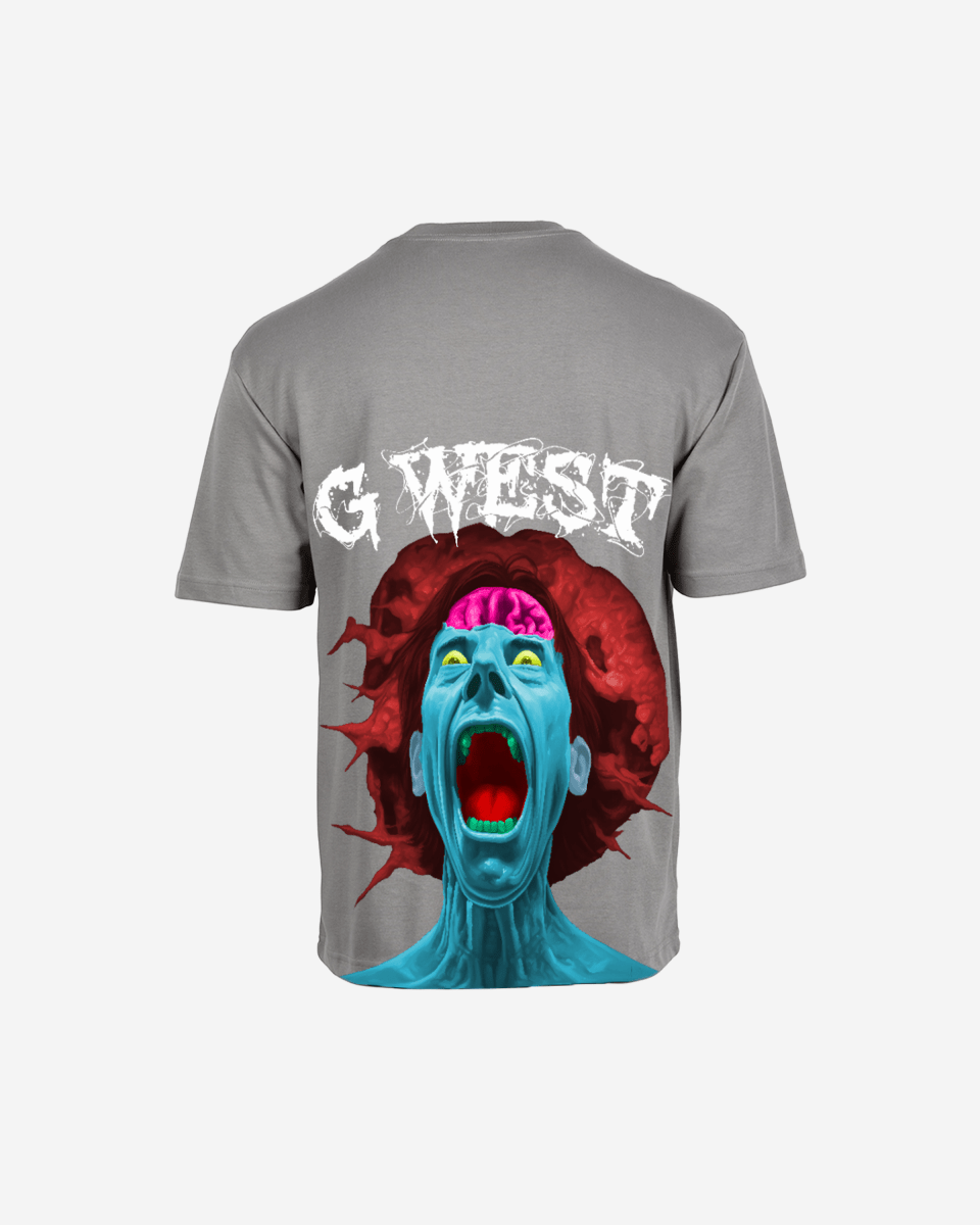 G West Mens Oversized Premium Erupt Brain T-Shirt G West