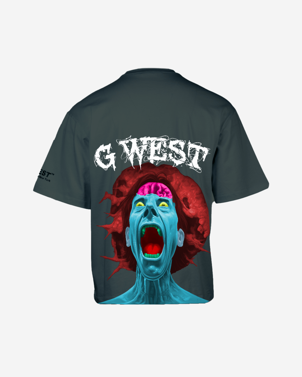 G West Mens Oversized Premium Erupt Brain T-Shirt G West