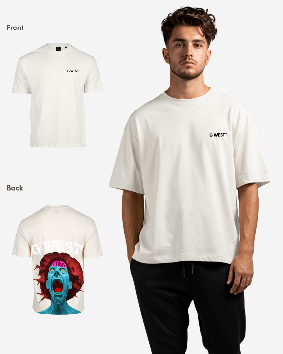 G West Mens Oversized Premium Erupt Brain T-Shirt G West