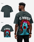 G West Mens Oversized Premium Erupt Brain T-Shirt G West