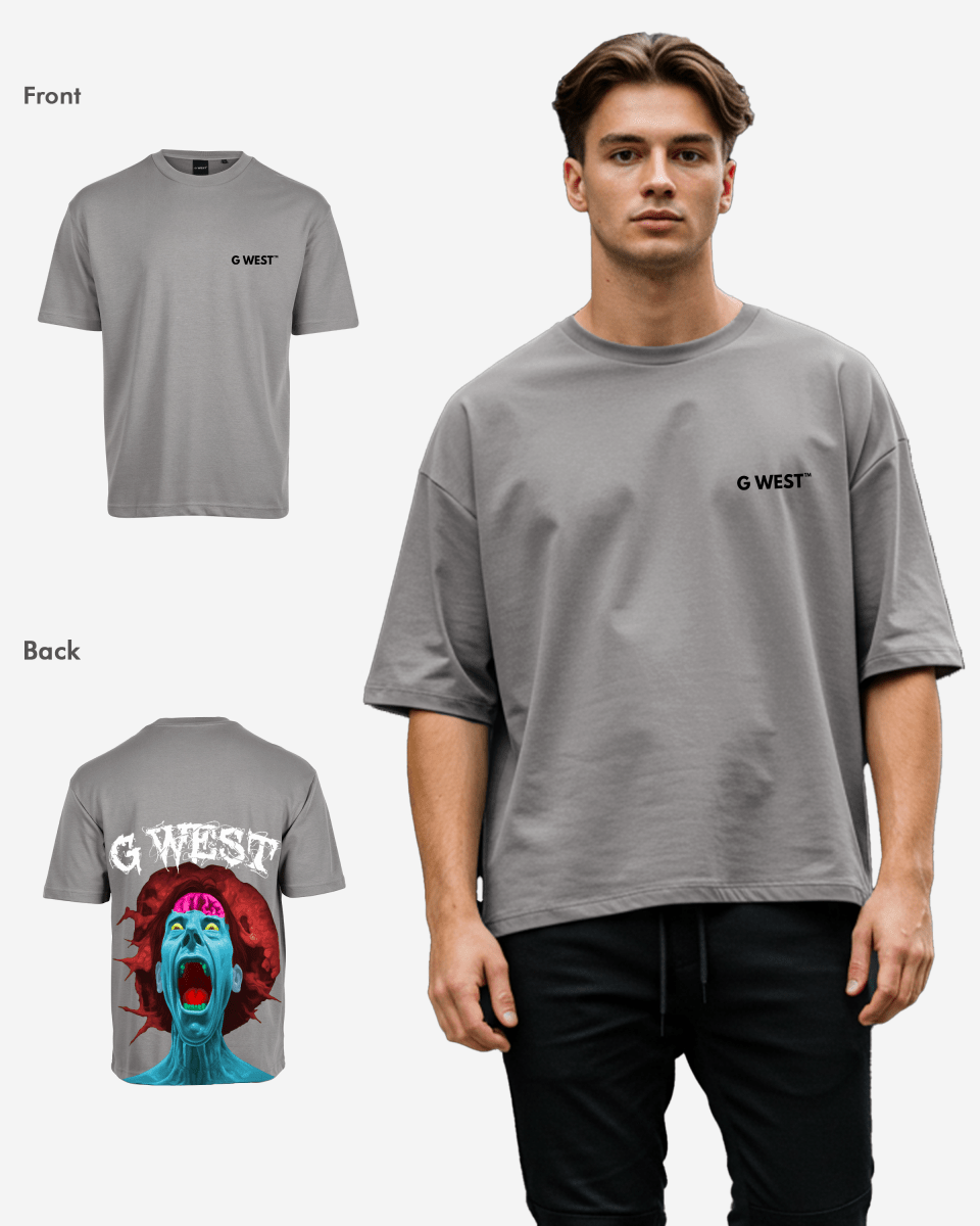 G West Mens Oversized Premium Erupt Brain T-Shirt G West
